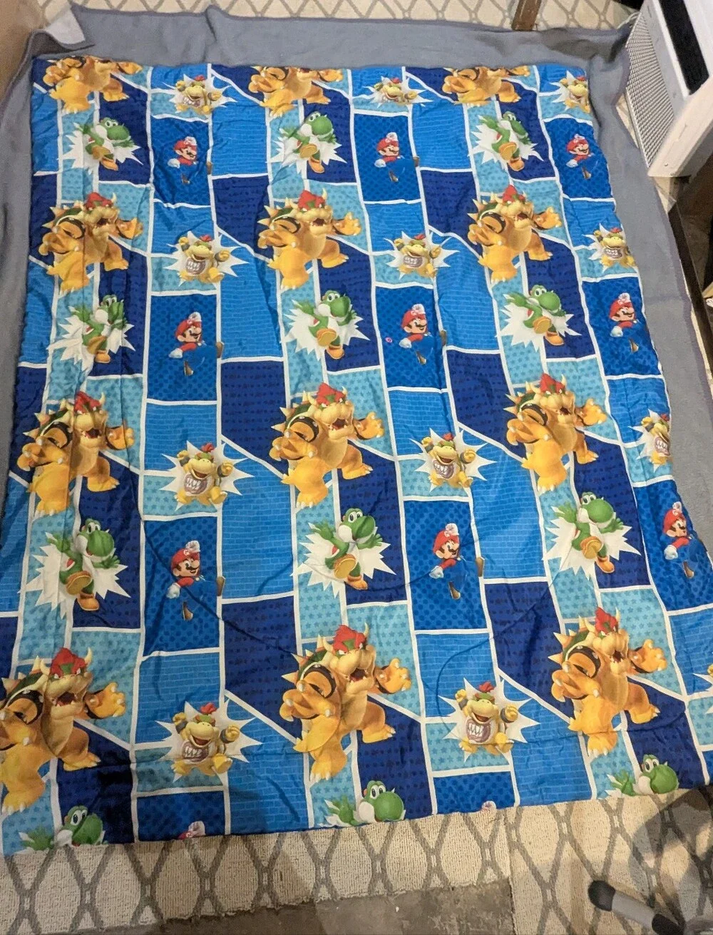 Super Mario Blue Comforter with Red Accents - Licensed Character Bedding